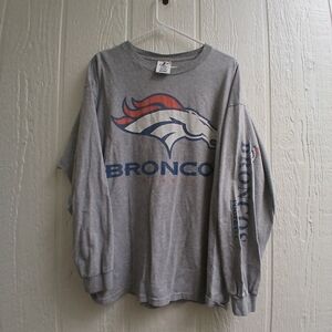 VTG Logo Athletics Gray Denver Broncos Long Sleeve Shirt-Men's L